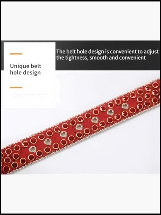 Studded Rhinestone Belt with Removable Buckle - Faux Leather Western Style main image 4